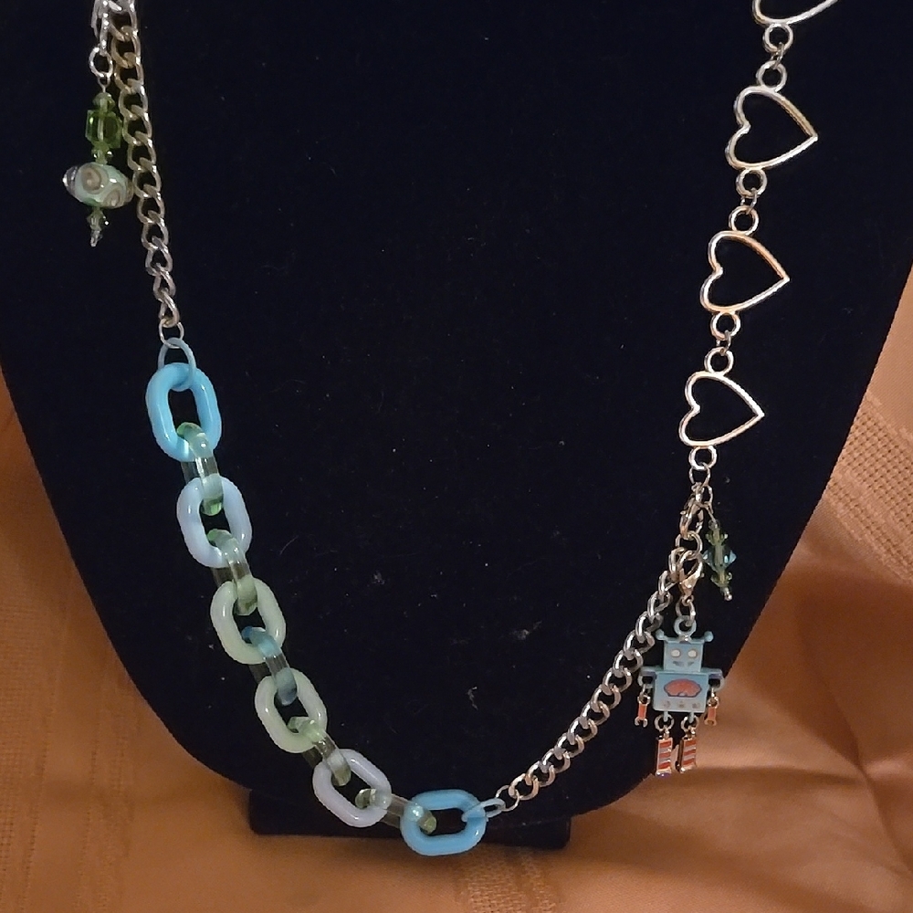 Elegant Silver and Blue Heart Necklace